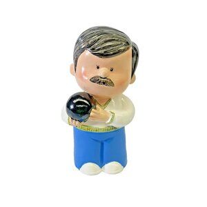 Vintage "Bowling Ball Man” Ceramic Coin Bank Made in Japan